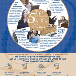 Quail Park Memory Care Residences of Visalia - TIps for Physical Distancing