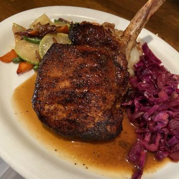 Brigtsen's Restaurant - next visit .....Pan-Roasted Pork Chop with Apple cider pan gravy, red cabbage, & warm German potato salad - Cajun/Creole Near Me - New Orleans, Louisiana