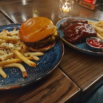 Eureka! - Double stack burger with truffle fries BBQ ribs with regular fries. Guys this is a huge save your money and skip - Burgers Near Me - Claremont, California Eureka! - Double stack burger with truffle fries BBQ ribs with regular fries. Guys this is a huge save your money and skip - Burgers Near Me - Claremont, California