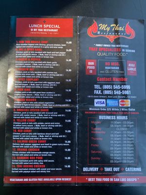 Menu photo 1 MyThai Restaurant San Luis Obispo, CA Menu photo 1 MyThai Restaurant San Luis Obispo, CA