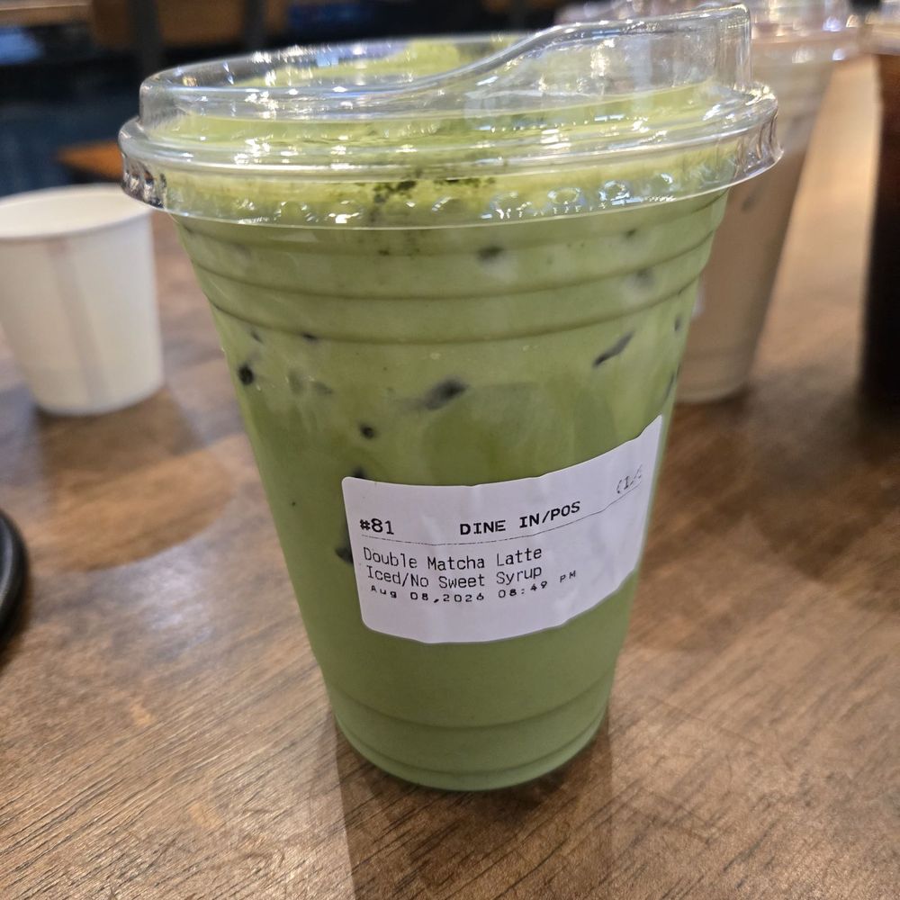 Auria Coffee - Double Matcha Latte Ice, No Sweet Syrup - Desserts Near Me - Buena Park, California
