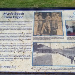 Myrtle Beach Train Depot - The history plaque at Myrtle Beach Train Depot.