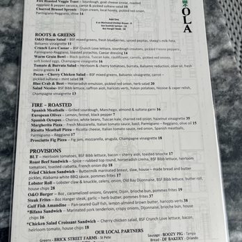 Oak and Ola - Menu - New American Near Me - Tampa, Florida Oak and Ola - Menu - New American Near Me - Tampa, Florida