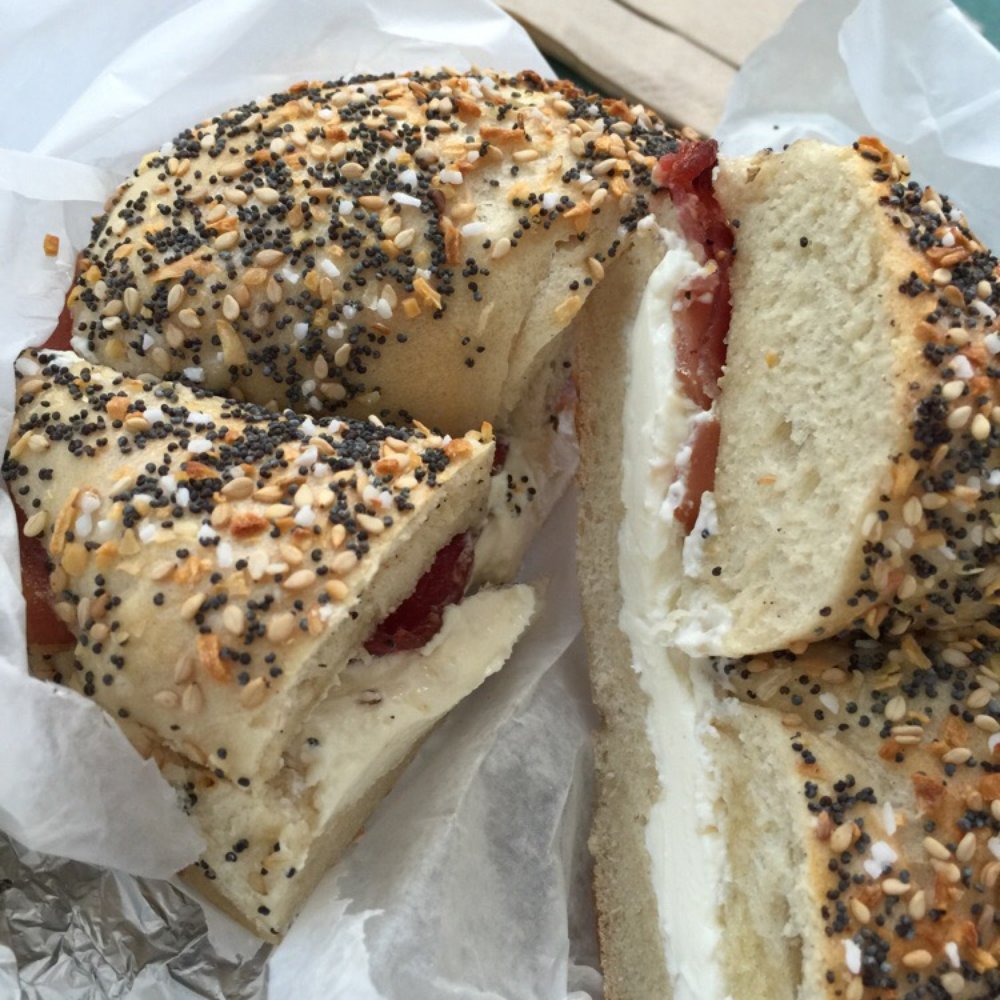 Bagel World - Everything With Cream Cheese And Bacon - Bagels Near Me - Brooklyn, New York Bagel World - Everything With Cream Cheese And Bacon - Bagels Near Me - Brooklyn, New York