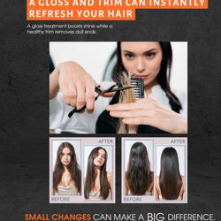Eclips Salon - A gloss and trim can instantly refresh your hair, shine brighter, feel lighter, look brand new! Book your appointment today and give you