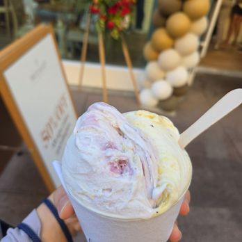 Bacio di Latte - Blueberry and passionfruit swirl - Gelato Near Me - Arcadia, California Bacio di Latte - Blueberry and passionfruit swirl - Gelato Near Me - Arcadia, California