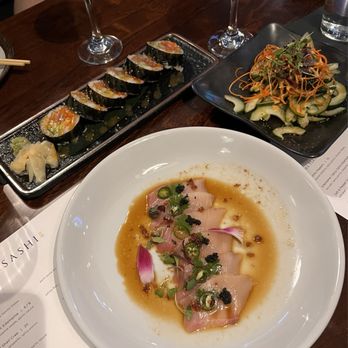Musashi - Hamachi crudo, geisha roll, & cucumber salad - Sushi Bars Near Me - Frisco, Texas Musashi - Hamachi crudo, geisha roll, & cucumber salad - Sushi Bars Near Me - Frisco, Texas