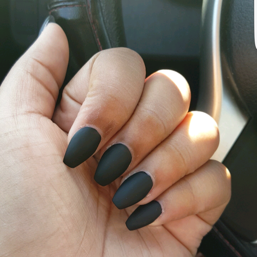 Tresor Nail Studio - Black matte with coffin nails - Nail Salons Near Me - Mansfield, Texas