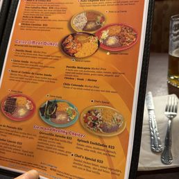 One page of the menu.