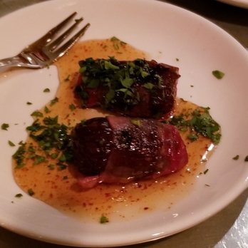 Mediterranean Exploration - Almond stuffed date wrapped in bacon with honey. Delicious but $4 each. - Mediterranean Near Me - Portland, Oregon Mediterranean Exploration - Almond stuffed date wrapped in bacon with honey. Delicious but $4 each. - Mediterranean Near Me - Portland, Oregon