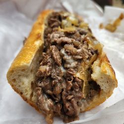 Angelo's Pizzeria - Philly cheesesteak with grilled onions in sourdough roll.