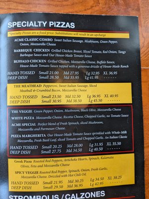 Menu photo 2 Acme Pizza Company Holly Springs, NC