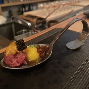 Umami Omakase - Umami spooms. Caviar from Russia. Uni. Quail egg. Toro targa. Home made ikura - Japanese Near Me - Cambridge, Massachusetts Umami Omakase - Umami spooms. Caviar from Russia. Uni. Quail egg. Toro targa. Home made ikura - Japanese Near Me - Cambridge, Massachusetts