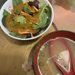 Miso soup and salad Miso soup and salad