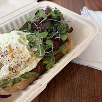 Lucky Cup - Avocado toast with added egg and bacon AMAZING - Coffee & Tea Near Me - St. Petersburg, Florida Lucky Cup - Avocado toast with added egg and bacon AMAZING - Coffee & Tea Near Me - St. Petersburg, Florida