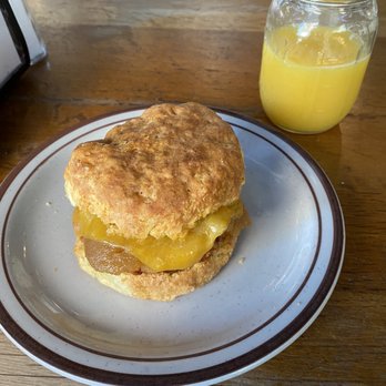 Pine State Biscuits - The Chatfield with Organic Orange Juice - Breakfast & Brunch Near Me - Portland, Oregon Pine State Biscuits - The Chatfield with Organic Orange Juice - Breakfast & Brunch Near Me - Portland, Oregon