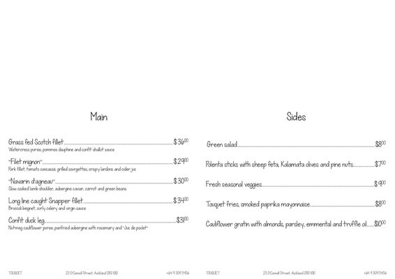 Menu photo 5 Touquet Auckland, AUK