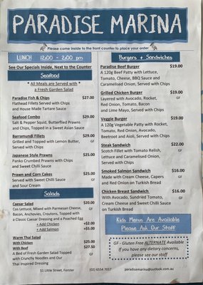 Menu photo 1 Paradise Marina Forster, NSW