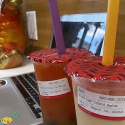Gong Cha - Passion Fruit Green Tea, Brown Suger Coconut
