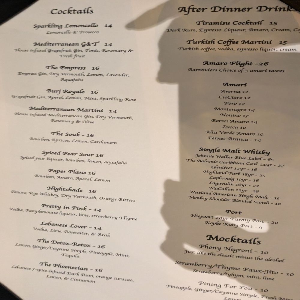 Phoenecia - Sept 2024 cocktail menu - Pizza Near Me - Seattle, Washington