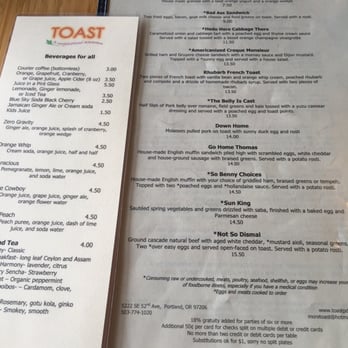 Toast - Menu - New American Near Me - Portland, Oregon Toast - Menu - New American Near Me - Portland, Oregon