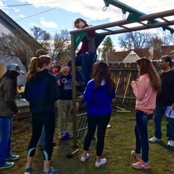 Meek's Lumber & Hardware - Carson City - Student body kids putting the playground equipment together