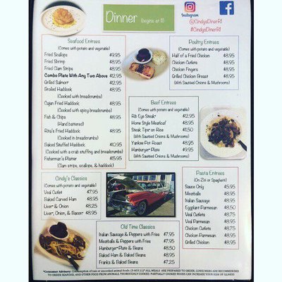 Menu photo 5 Cindy's Diner & Restaurant North Scituate, RI