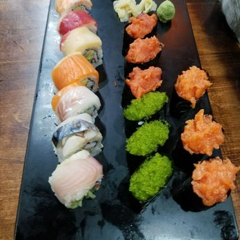 Komorebi Full House - Rainbow roll, spicy salmon, spicy tuna and Wasabi tobiko - Sushi Bars Near Me - Brooklyn, New York