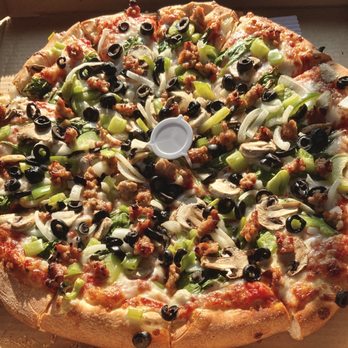 Joey's Pizza - 6-topping XL special, sausage, onion, olive, mushroom, spinach &  bell pepper. Hot & crisp. - Pizza Near Me - Ontario, California