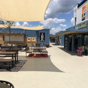 Bridgeview Box Park - Shipping containers housing food and drink stands - Food Court Near Me - Newport, Kentucky