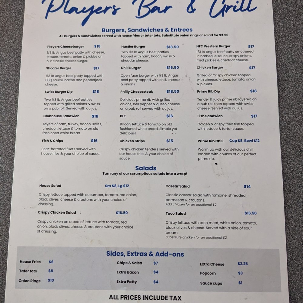 Players Sports Bar & Grill - Burger, Sandwich, Entrée & Salad menu. - Sports Bars Near Me - Everett, Washington Players Sports Bar & Grill - Burger, Sandwich, Entrée & Salad menu. - Sports Bars Near Me - Everett, Washington
