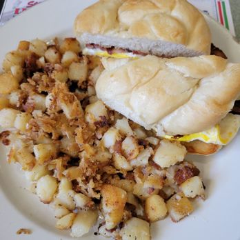 Lorenzo's Italian Cafe - Bacon, egg and cheese w/home fries - Italian Near Me - Schenectady, New York Lorenzo's Italian Cafe - Bacon, egg and cheese w/home fries - Italian Near Me - Schenectady, New York
