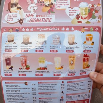 Ume Tea - Menu we were given while waiting in line - Bubble Tea Near Me - Pleasanton, California