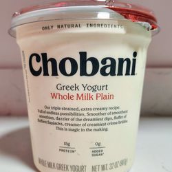 Chobani Whole Milk Plain Greek Yogurt