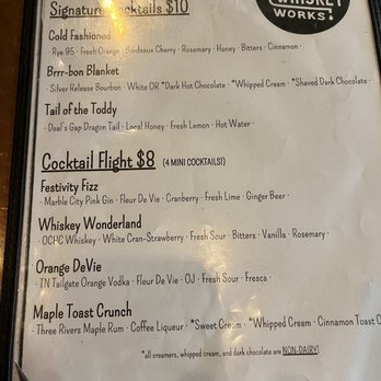Knox Whiskey Works - Specialty drink menu - Distilleries Near Me - Knoxville, Tennessee