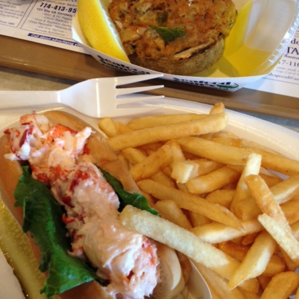 Seafood Sam's - lobster roll, very small but tasty - Seafood Near Me - Sandwich, Massachusetts Seafood Sam's - lobster roll, very small but tasty - Seafood Near Me - Sandwich, Massachusetts