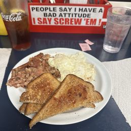 Eggs, corned beef hash and toast! Delish!