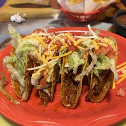 Mmm Que Rico - 4 crunchy shredded beef tacos - beef was On the salty side