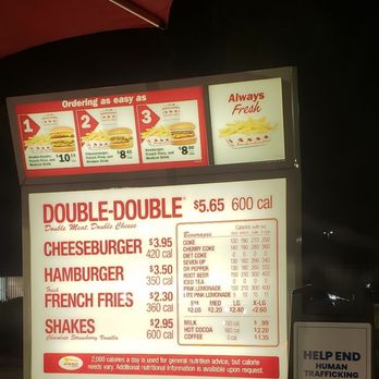 In-N-Out Burger - Drive-thru menu - Fast Food Near Me - Glendora, California