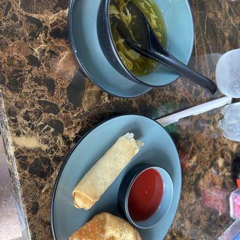 China Inn Cafe 7 - Egg drop soup, fried spring roll, crab puff - Chinese Near Me - Houston, Texas