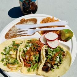 Maria’s taqueria 2 - Shrimp, Chicken, Beef taco plate. $11 out the door! The chicken taquitos looked excellent!