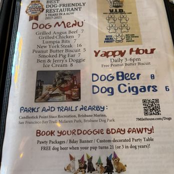 7 Mile House - Dog menu- love it! - Sports Bars Near Me - Brisbane, California 7 Mile House - Dog menu- love it! - Sports Bars Near Me - Brisbane, California