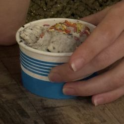 Cookies and cream with sprinkles.