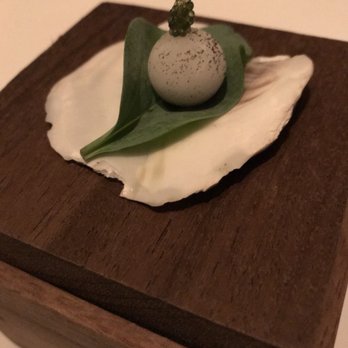 Amber - Amuse bouche taste: salty (oyster leaf) - French Near Me - Hong Kong, HK