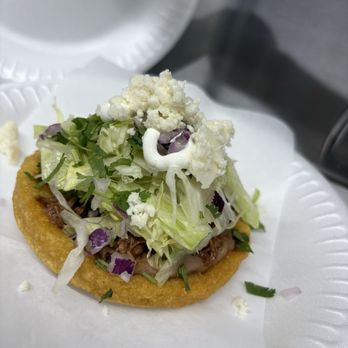 Tacos Galaktikos - Sope de asada frijol lechuga cebolla cilantro crema Queso fresco - Tacos Near Me - Indio, California Tacos Galaktikos - Sope de asada frijol lechuga cebolla cilantro crema Queso fresco - Tacos Near Me - Indio, California