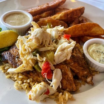 Gaido's - Chef's special of the day, offered based on local catch of the day... Today was broiled grouper topped with crab! - Seafood Near Me - Galveston, Texas