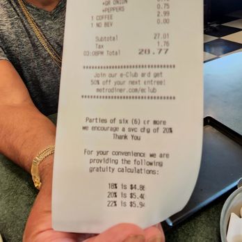 Metro Diner - The cost for all that delicious food. - American Near Me - Cape Coral, Florida Metro Diner - The cost for all that delicious food. - American Near Me - Cape Coral, Florida