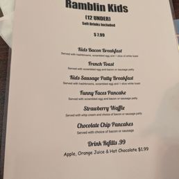 Kids menu Kids menu
