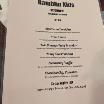 Ramblin roads - Kids menu - American Near Me - Salt Lake City, Utah Ramblin roads - Kids menu - American Near Me - Salt Lake City, Utah