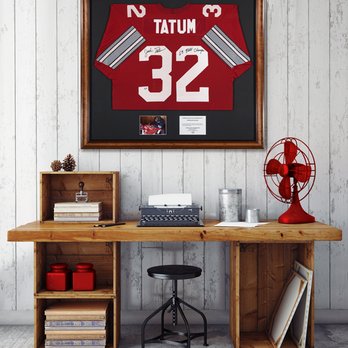 Distinctive Framing N Art - Tatum Jersey framed with photo of Tatum signing. - Framing Near Me - Santa Barbara, California